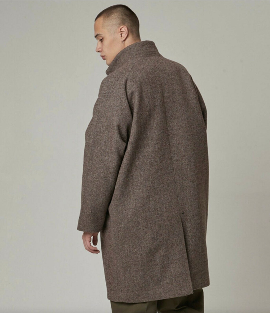 Herringbone Raglan Over Coat Brown M 40/42 Takeasy Etsy