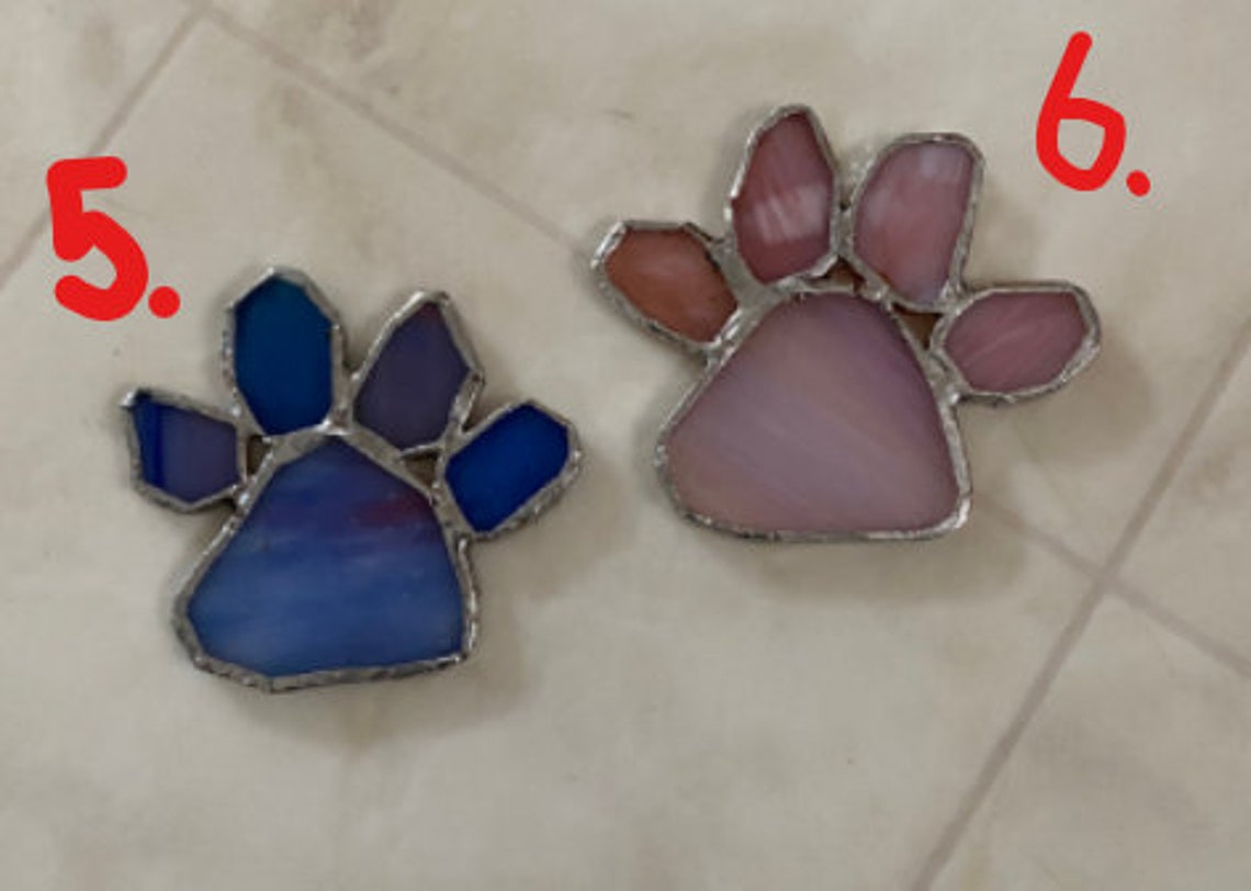 Multi Color Paw Print Stained Glass - Etsy