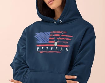 Distressed Veteran Flag Hoodie