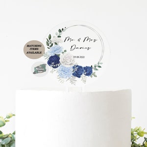 Personalised Dusky Blue Wedding Cake Topper, Acrylic Cake Topper, Blue Wedding Theme, Wedding Cake Decoration, Wedding Decor