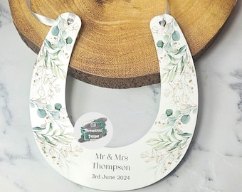 Personalised Eucalyptus Wedding Horseshoe, Lucky Bridal Gift, Good Luck Wedding Keepsake