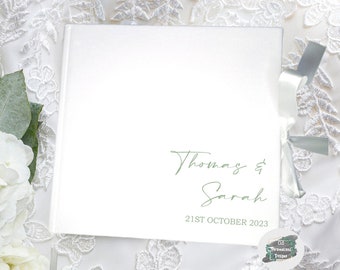Personalised Velvet Wedding Guest Book, Modern Theme, Keepsake