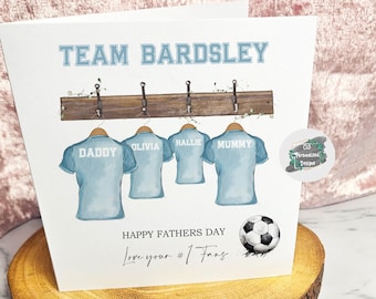 Personalised Family Football Shirt Fathers Day Card
