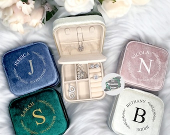 Personalised Velvet Travel Jewellery Box, Bridesmaid Proposal Gift