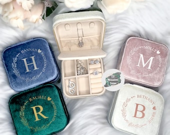 Personalised Velvet Travel Jewellery Box, Bridesmaid Proposal Gift
