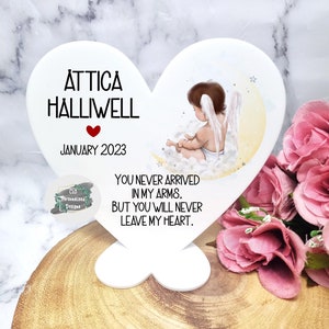 Personalised Baby Loss Acrylic Heart Plaque With Stand, Baby Memorial Keepsake, Angel Baby, Bereavement, Condolances Gift, Memorial Sympathy