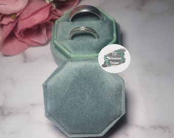 Personalised Wedding Ring Box, Velvet Sage Green Ring Box, Double Ring Box, Wedding Ceremony Ring Box, Engagement Ring Box,