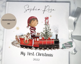 Personalised Baby's First Christmas Velvet Keepsake Book, Photo Album