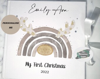 Personalised Baby's First Christmas Velvet Keepsake Book