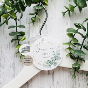 Personalised Wedding Hanger Tag, Bridal Party Gift, White Acrylic