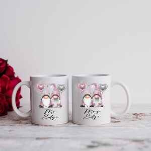 Personalised Valentines Day Gonk Mug, Personalised Gnome Mug, Couples Matching Mugs, Gnome/Gonk Mug For Her & Him, Anniversary, Wedding
