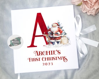 Personalised Baby's First Christmas Velvet Scrapbook, Keepsake Book