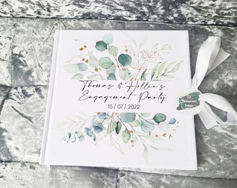 Personalised Eucalyptus Engagement Party Guest Book, Engagement Scrapbook, Couples Memory Book, Engagement Keepsake