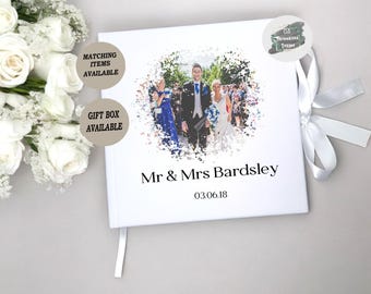 Personalised Velvet Wedding Guest Book, Custom Photo Album