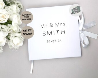 Personalised Velvet Wedding Guest Book, Modern Keepsake Album