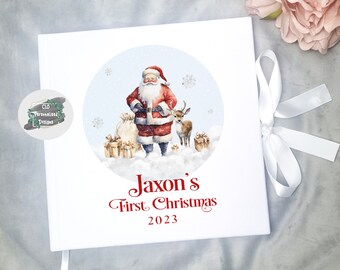 Personalised Baby's First Christmas Velvet Scrapbook, Keepsake Book