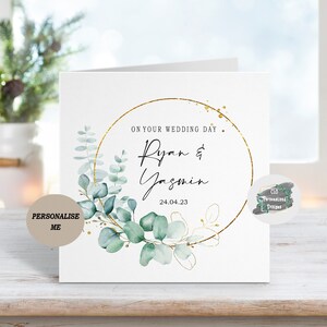 Personalised Newlyweds Bride and Groom Wedding Card, Mr & Mrs Card, Just Married, Congratulations Wedding Day Card