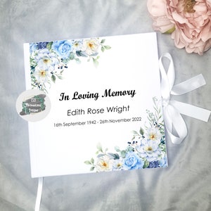 Personalised Book of Condolence, Book of Remembrance, Memories Book, In Loving Memory Book, Funeral Remembrance Guest Book