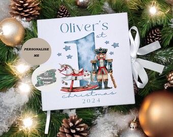 Personalised Baby's First Christmas Velvet Scrapbook Keepsake