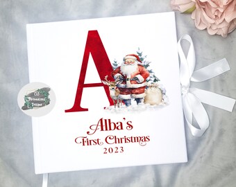Personalised Baby's First Christmas Velvet Scrapbook, Keepsake Memory Book