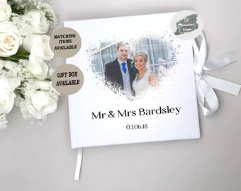 Personalised Velvet Wedding Guest Book, Custom Photo Album