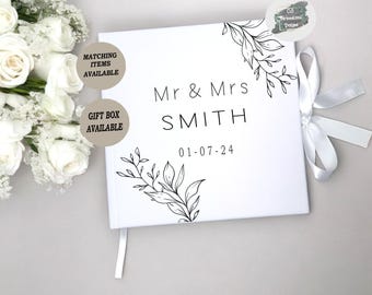 Personalised Velvet Wedding Guest Book, Modern Minimalist Theme