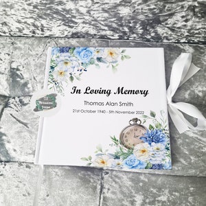 Personalised Book of Condolence, Book of Remembrance, Memories Book, In Loving Memory Book, Funeral Remembrance Guest Book