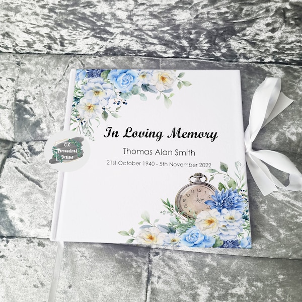 Personalised Book of Condolence, Book of Remembrance, Memories Book, In Loving Memory Book, Funeral Remembrance Guest Book