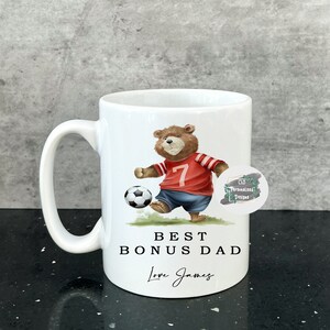 Personalised Fathers Day Mug, Bonus Dad Mug, Cute Gift For Step Dad, From son - daughter, Coffee Mug, Football Mug For Dad
