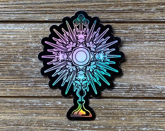 Eucharistic Monstrance - Catholic Holographic Vinyl Sticker - Car Laptop Phone Tumbler