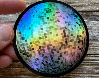 Holographic Disco Ball Sticker: Weatherproof Vinyl (3")
