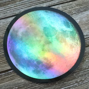 Holographic Full Moon Sticker - Holographic Sticker Full Moon - Vinyl Weatherproof