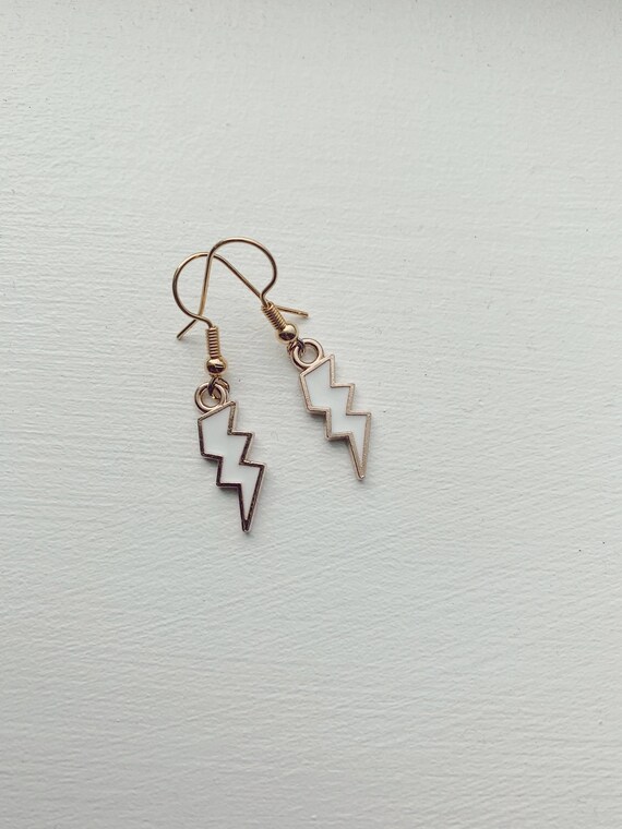 Lightning Bolt Dangle Earrings Lightning Bolt Earrings Etsy