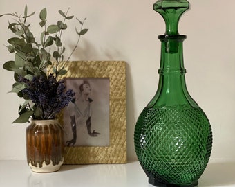 Carafe boule en verre vert - 60s