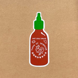Sriracha Hot Chili Sauce Vinyl Sticker Cute for Laptop Water Bottle Asian Food Sticker
