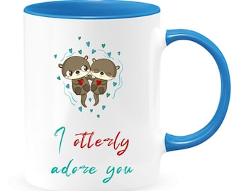I otterly adore you two-toned coffee mug or tea cup, valentines day gift, anniversary gift, gift for wife, monthsary gift