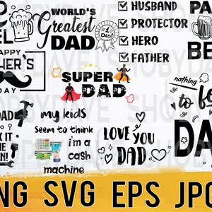 Father's day bundle png svg eps jpg design files, instant download for commercial business use