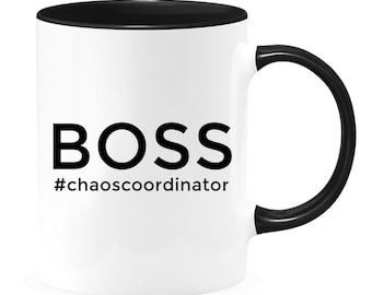 Boss chaos coordinator two-toned coffee mug, teammate gift, teamwork, leader, boss's day mug, gift for him, gift for her, office mug