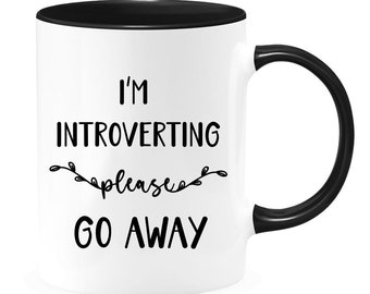 I'm introverting please go away two-toned coffee mug, coffee mug for introverts. funny coffee mug for introverted people, coworker gift