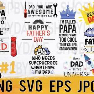 Father's day bundle png svg eps jpg design files, instant download for commercial business use