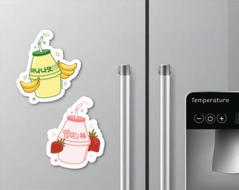 Banana & Strawberry Milk Magnets and Stickers