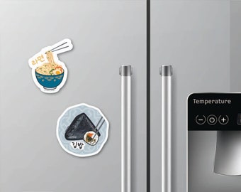 Ramyeon & Kimbap Stickers and Magnets, korean Asian Food stickers