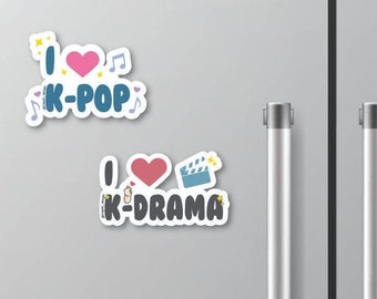 I Love K-Pop K-Drama Magnets Stickers, Korean Music Drama Fans Gift