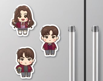 Kdrama Chibi Character Stickers and Magnets, Waterproof Vinyl Decals, Laptop Journal Decor