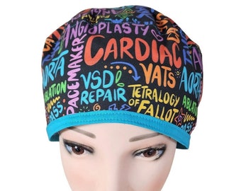 Cardiology, Heart Surgery, Cardiothoracics, Scrub Cap, Surgical Medical Cap, Doctor Nurse Hat / Pixie, Ponytail, Bouffant, Euro Men Ladies