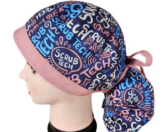 Scrub Tech, Operating Room Nurse: Scrub Cap, Surgical-Medical Doctor/Nurse Hat, Pixie, Ponytail, Bouffant, Euro, Surgical