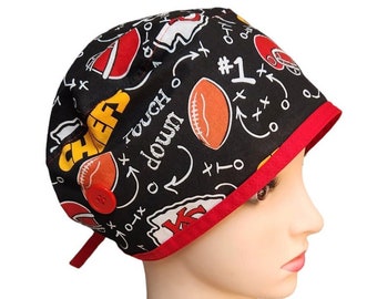 Kansas City Chiefs NFL Football Scrub Cap, Surgical Cap, Medical Cap, Scrub Techs, Doctor Hat, Nurse Hat / Pixie, Euro, Ponytail, Bouffant
