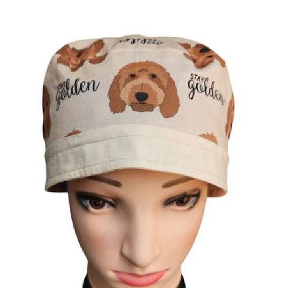 2PCS Working Cap With Buttons And Sweatband Adjustable Tie Back Hats Bouffant Caps Paw Scrub Turban Hat
