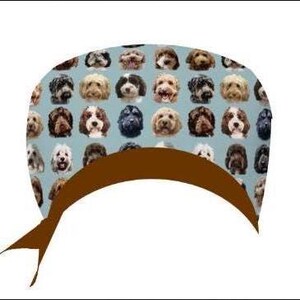 Cockapoo Dog Print Scrub Cap, Surgical-Medical Doctor/Nurse Hat, Pixie, Ponytail, Bouffant, Euro, Surgical