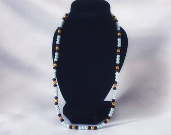 St Lucia Flag Beaded Necklaces, Adjustable and Handmade, Caribbean jewellery, Beach Wear, Tropical
